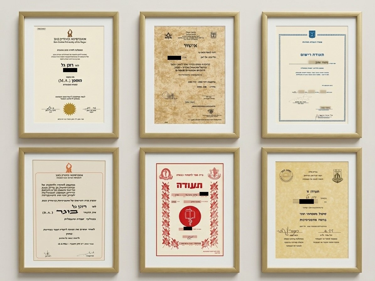 תעודות הסמכה מקצועיות של רונן גל